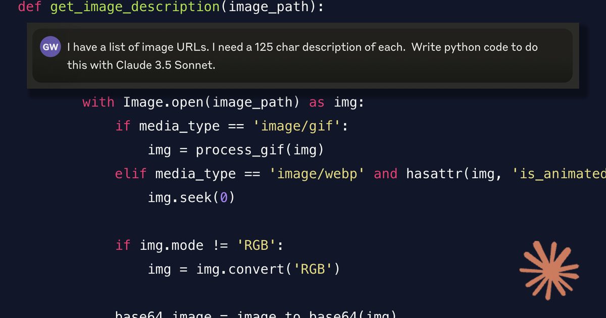 Playing with Claude 3.5 Sonnet for code generation and image alt-text ...