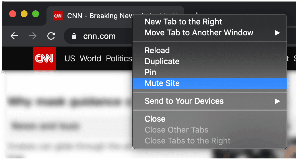 Chrome feature: Mute site